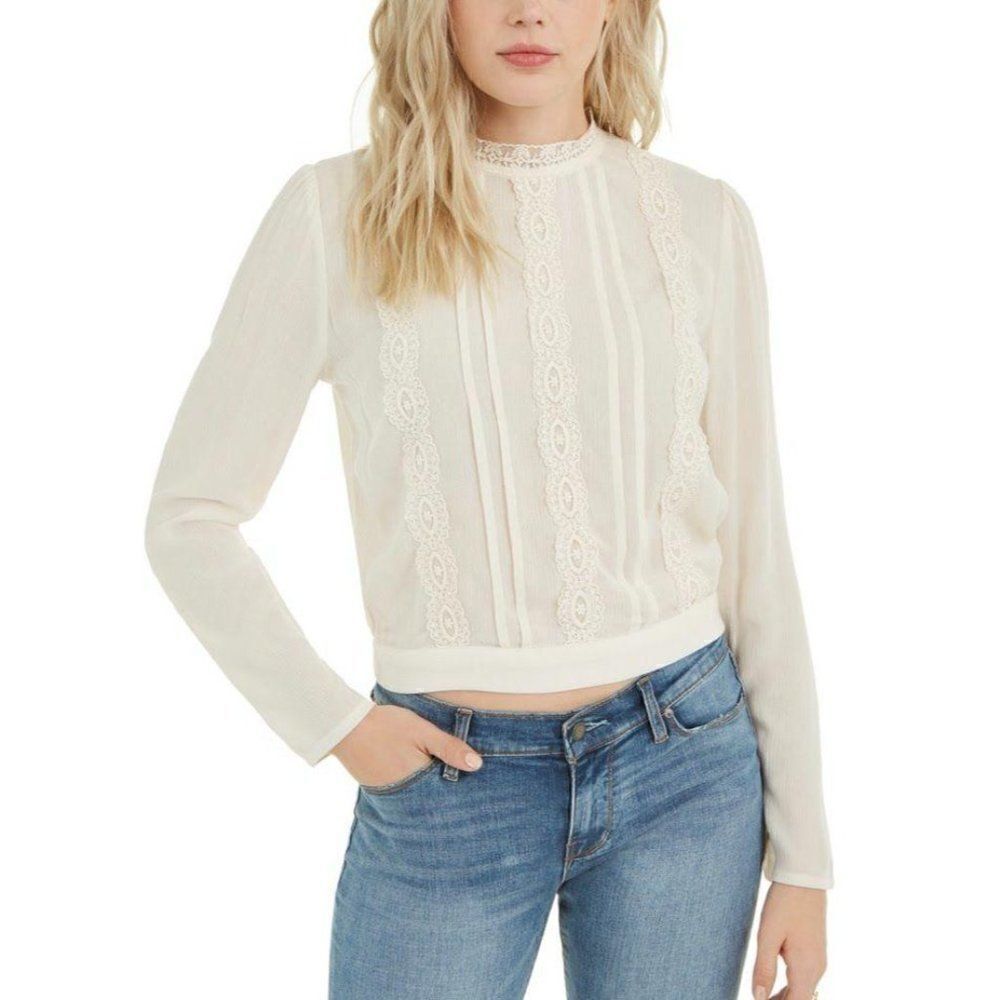 Self Esteem Cream Lace CottageCore Long Sleeve Top Sz Medium NEW‎